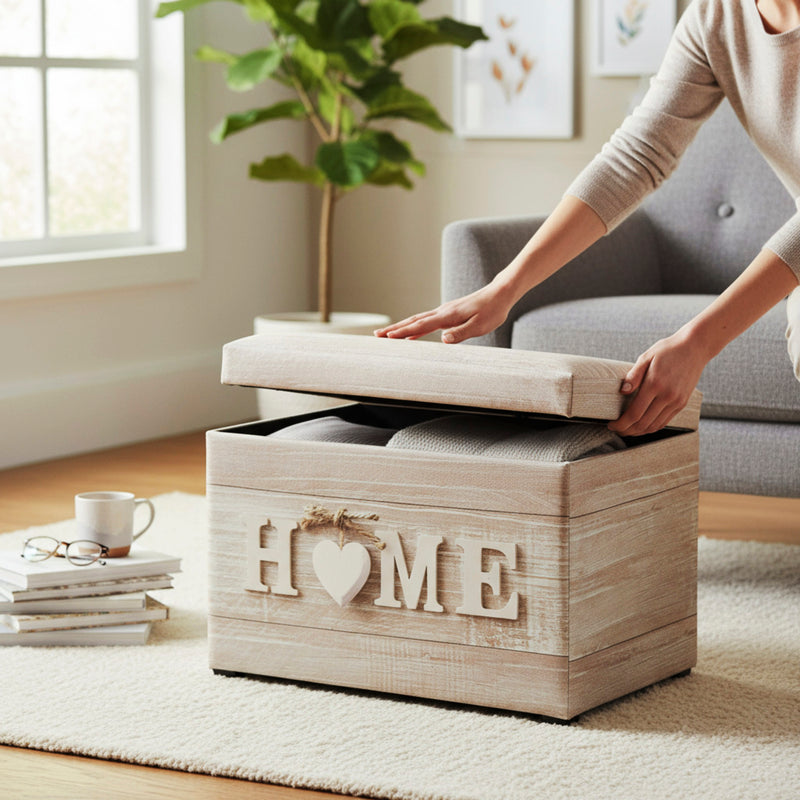 Haku Sitztruhe „Home“ aus Kunstleder, klappbar mit Stauraum