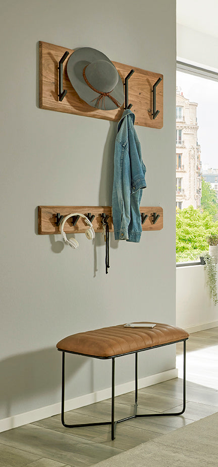 Haku Wandgarderobe Akazie mit 6 Metallhaken, Urban Collective