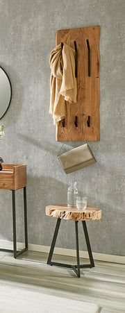 Wandgarderobe Akazie mit 8 Metallhaken, schwarz-braun – Ansicht 4