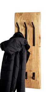 Wandgarderobe Akazie mit 8 Metallhaken, schwarz-braun – Ansicht 6