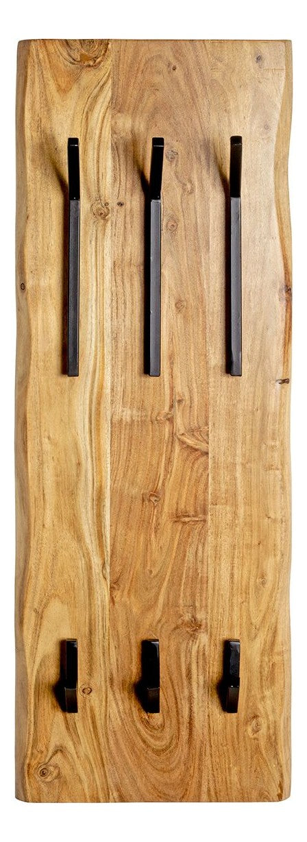 Wandgarderobe Akazie mit 8 Metallhaken, schwarz-braun – Ansicht 7