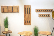Wandgarderobe Akazie mit 8 Metallhaken, schwarz-braun – Ansicht 9