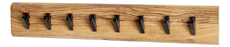 Haku Wandgarderobe aus Akazie-Massivholz mit 5 Metallhaken, schwarz