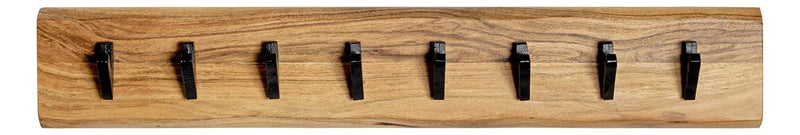 Haku Wandgarderobe aus Akazie-Massivholz mit 5 Metallhaken, schwarz