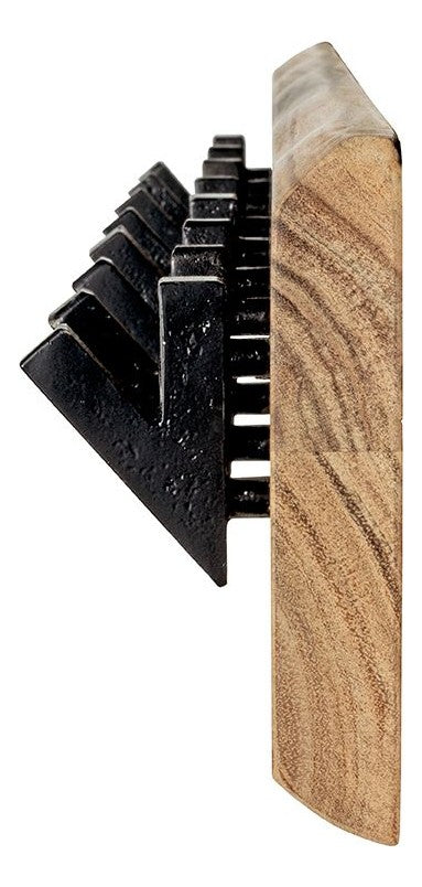 Haku Wandgarderobe aus Akazie-Massivholz mit 5 Metallhaken, schwarz