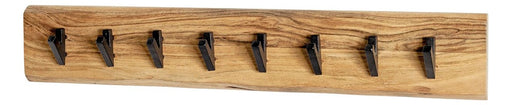 Wandgarderobe aus Akazie-Massivholz mit 5 Metallhaken, schwarz – Ansicht 1