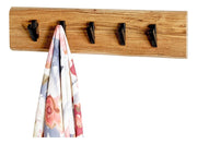 Wandgarderobe aus Akazie massiv mit 5 Metallhaken, Baumkante – Ansicht 6