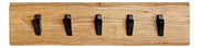 Wandgarderobe aus Akazie massiv mit 5 Metallhaken, Baumkante – Ansicht 7