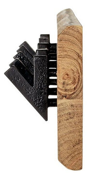 Wandgarderobe aus Akazie massiv mit 5 Metallhaken, Baumkante – Ansicht 8