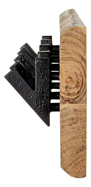 Wandgarderobe aus Akazie massiv mit 5 Metallhaken, Baumkante – Ansicht 8