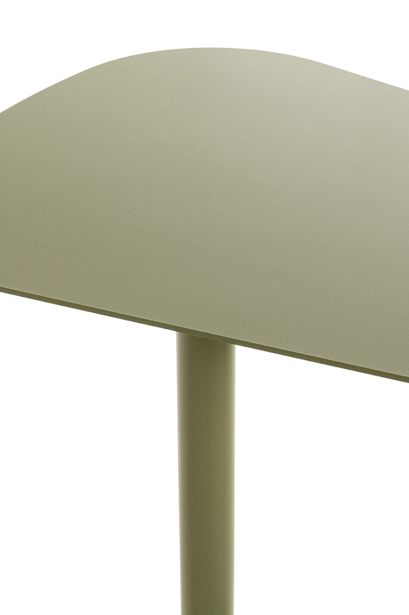 Haku Beistelltisch oval massiv aus Stahl in Schilfgrün, modernes Design