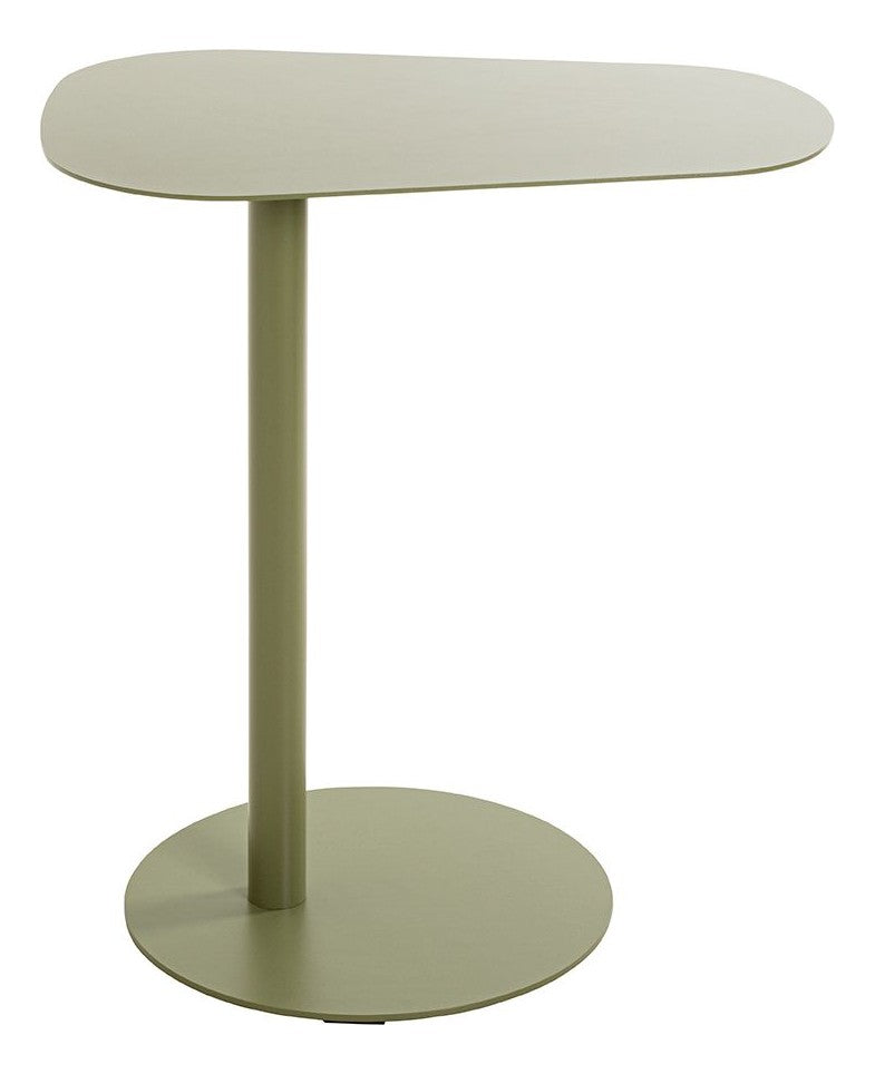 Haku Beistelltisch oval massiv aus Stahl in Schilfgrün, modernes Design
