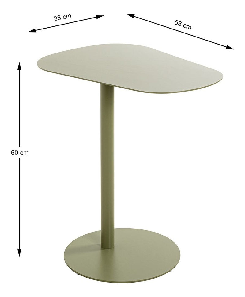 Haku Beistelltisch oval massiv aus Stahl in Schilfgrün, modernes Design