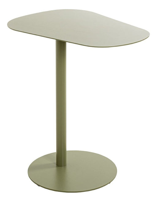 Beistelltisch oval massiv aus Stahl in Schilfgrün, modernes Design – Ansicht 1