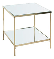 Beistelltisch vermessingt, Spiegelglas-Ablagen, Art Deco – Ansicht 1