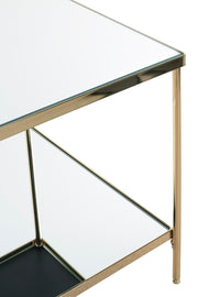 Beistelltisch vermessingt, Spiegelglas-Ablagen, Art Deco – Ansicht 3