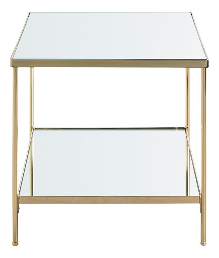 Beistelltisch vermessingt, Spiegelglas-Ablagen, Art Deco – Ansicht 4