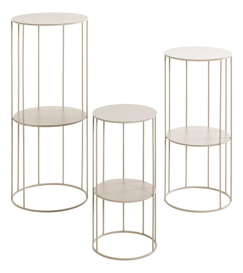 Haku Blumensäule 3er Set, rund aus Stahl in Kaschmirgrau