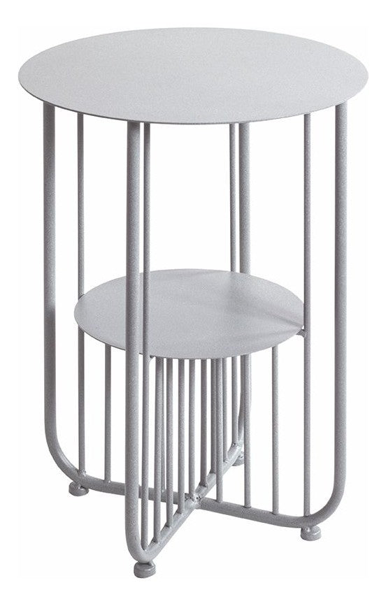 Haku Beistelltisch rund mit zwei Ablagen, Metall grau, X-Form