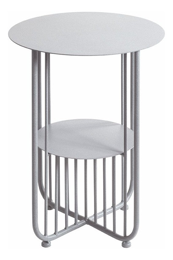 Haku Beistelltisch rund mit zwei Ablagen, Metall grau, X-Form