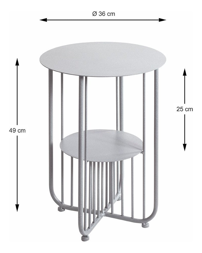 Haku Beistelltisch rund mit zwei Ablagen, Metall grau, X-Form