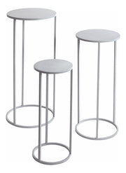 Blumensäule 3er-Set, rund aus Stahlrohr in Grau, Höhe 50–70 cm – Ansicht 1