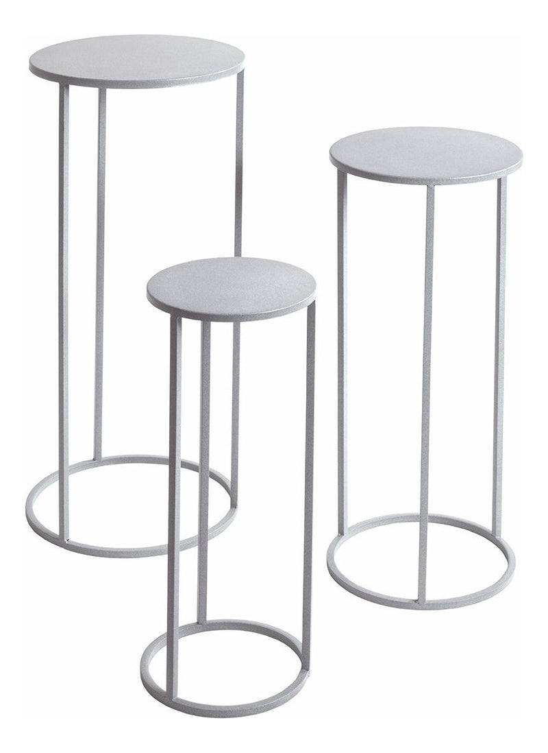 Blumensäule 3er-Set, rund aus Stahlrohr in Grau, Höhe 50–70 cm – Ansicht 1