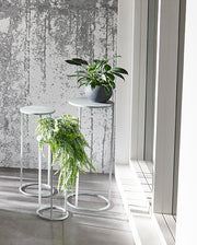 Blumensäule 3er-Set, rund aus Stahlrohr in Grau, Höhe 50–70 cm – Ansicht 4