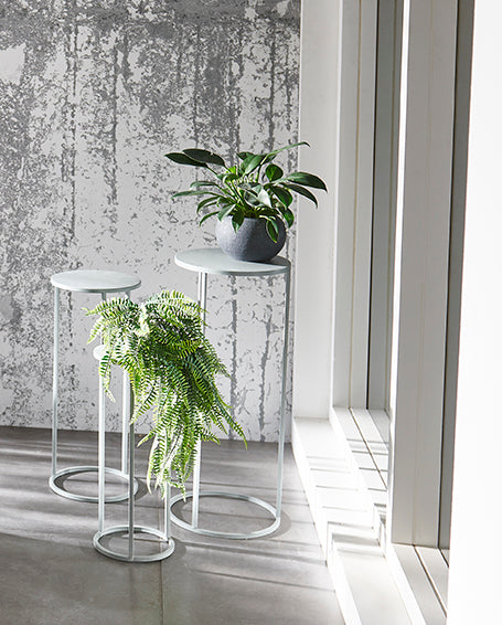 Blumensäule 3er-Set, rund aus Stahlrohr in Grau, Höhe 50–70 cm – Ansicht 4