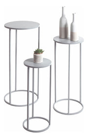 Blumensäule 3er-Set, rund aus Stahlrohr in Grau, Höhe 50–70 cm – Ansicht 5