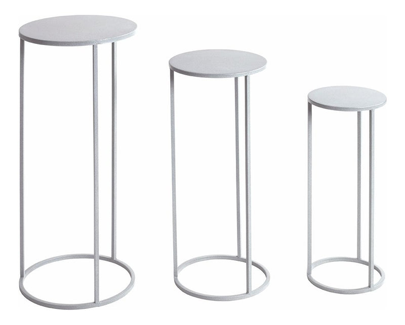 Blumensäule 3er-Set, rund aus Stahlrohr in Grau, Höhe 50–70 cm – Ansicht 6