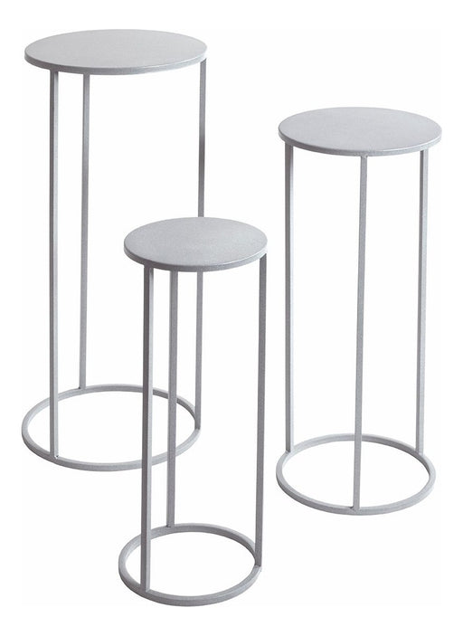 Blumensäule 3er-Set, rund aus Stahlrohr in Grau, Höhe 50–70 cm – Ansicht 1