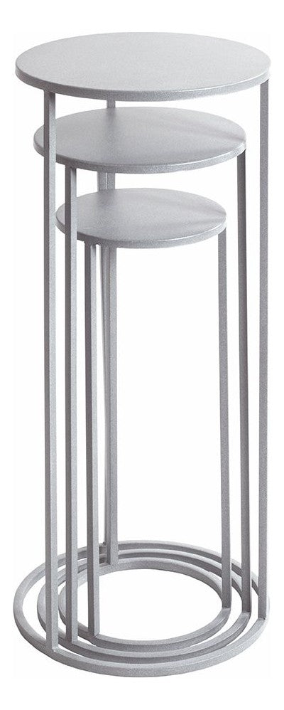 Blumensäule 3er-Set, rund aus Stahlrohr in Grau, Höhe 50–70 cm – Ansicht 7