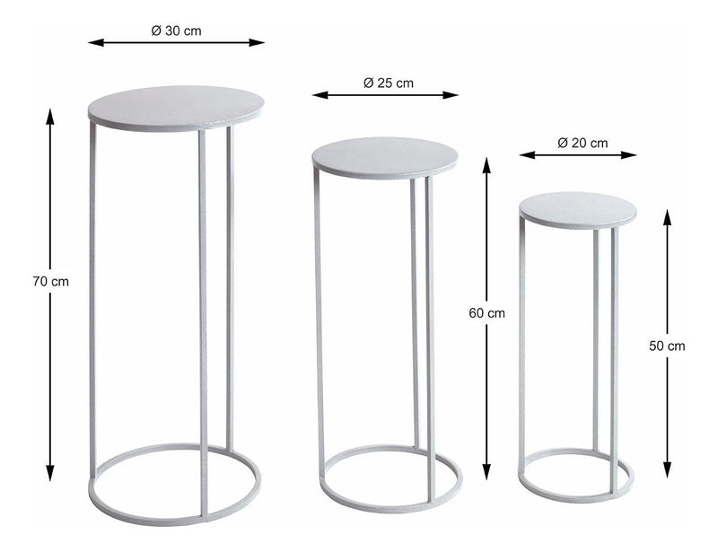 Blumensäule 3er-Set, rund aus Stahlrohr in Grau, Höhe 50–70 cm – Ansicht 8