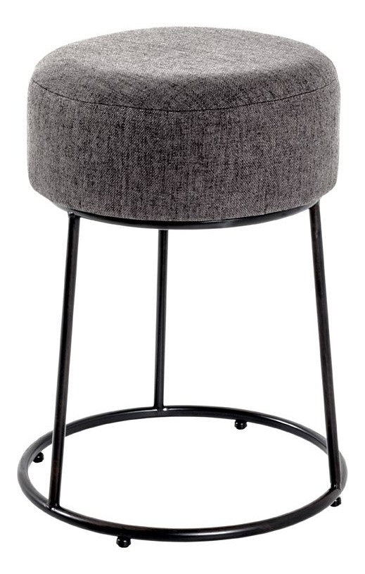 Haku Hocker Art Deco, gepolstert, Anthrazit mit schwarzem Stahlgestell