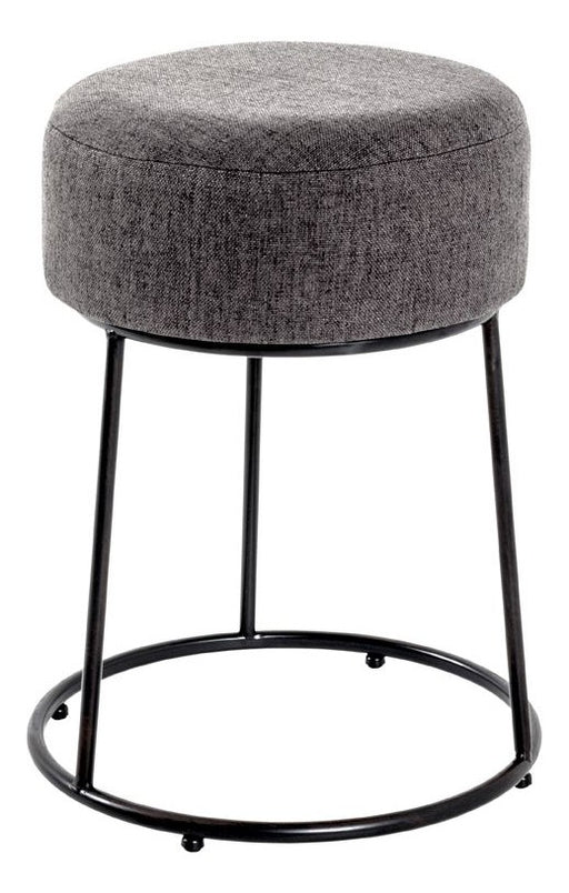 Hocker Art Deco, gepolstert, Anthrazit mit schwarzem Stahlgestell – Ansicht 1