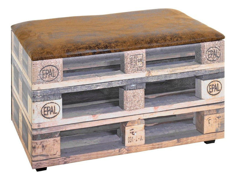 Haku Sitztruhe Palette mit Kunstleder-Bezug, Stauraum, Industrial