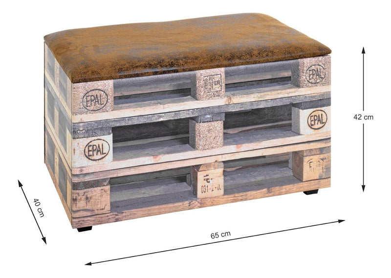 Haku Sitztruhe Palette mit Kunstleder-Bezug, Stauraum, Industrial