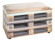 Sitztruhe Palette mit Kunstleder-Motivdruck, Industrial Stil – Ansicht 1