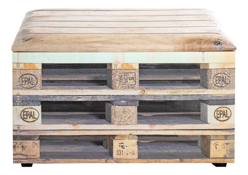 Sitztruhe Palette mit Kunstleder-Motivdruck, Industrial Stil – Ansicht 2