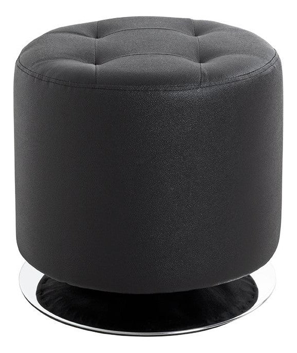 Haku Hocker rund mit Kunstlederbezug, drehbar, schwarz-chrom