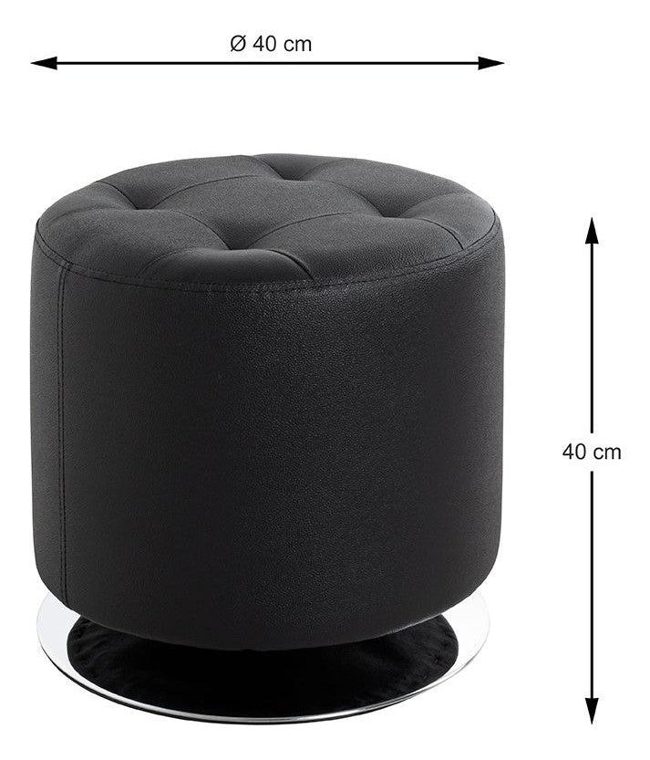 Haku Hocker rund mit Kunstlederbezug, drehbar, schwarz-chrom