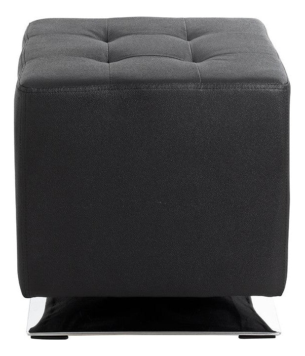 Haku Hocker gepolstert, drehbar, Kunstleder schwarz mit Chrom-Fußteller