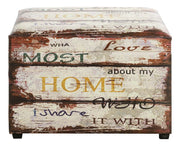 Sitztruhe mit Schriftzug-Motiv in Vintage-Kunstleder, Beige – Ansicht 4