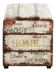 Sitztruhe mit Schriftzug-Motiv in Vintage-Kunstleder, Beige – Ansicht 5