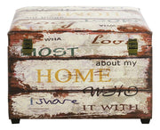 Sitztruhe mit Schriftzug-Motiv in Vintage-Kunstleder, Beige – Ansicht 6