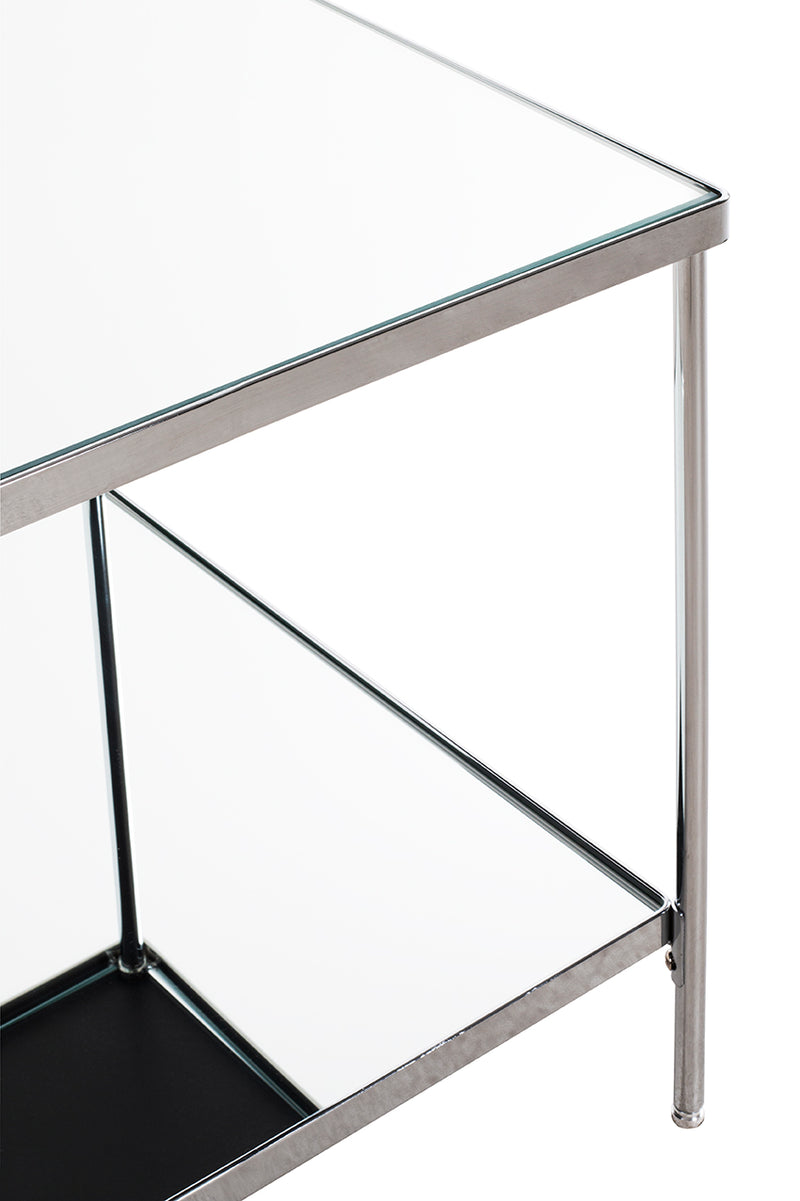Haku Beistelltisch Art Deco mit Spiegelglas-Ablagen, Chrom