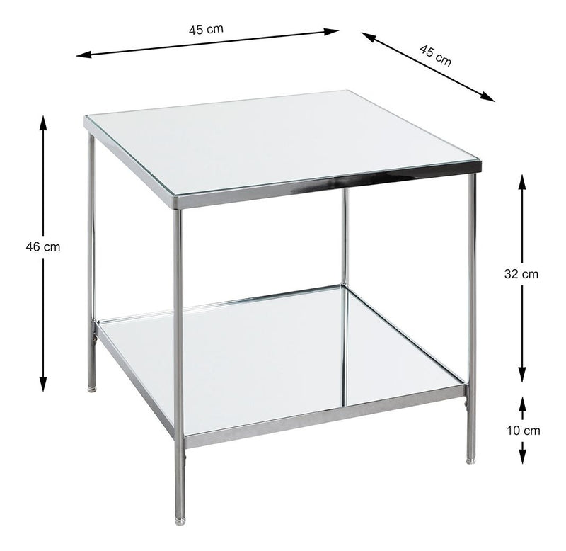 Haku Beistelltisch Art Deco mit Spiegelglas-Ablagen, Chrom