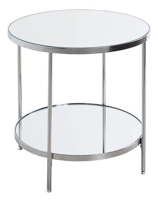 Beistelltisch rund in Chrom mit Spiegelglas-Ablagen, Art Deco – Ansicht 1