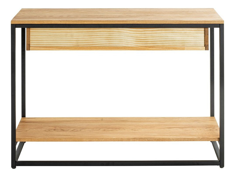 Haku Konsolentisch Eiche massiv mit Schubladen und Stahlrohrgestell